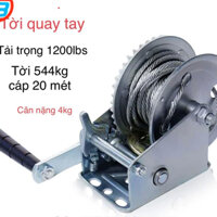 Tời quay tay cao cấp 1200 lbs tải trọng 544kg cáp 20m- Cáp thép giá sỉ