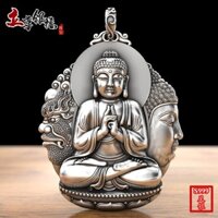 Tối ưu hóa Boutique # Yi Nian Cheng Ma A Di Đà Phật Bản mệnh Phật 99 Sterling Silver Mặt Dây chuyền nam Trang sức bạc Bàn chân nam Cung hoàng đạo Hư Không ẩn Thần hộ mệnh Ngày