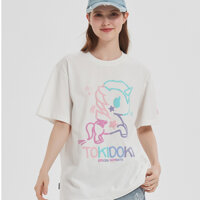 Tokidoki Dạo Phố Vui Vẻ Macaron Màu Kỳ Lân In Áo Thun Ngắn Tay Nam Nữ Mùa Hè Phong Cách Mới Cặp Đôi Mặc