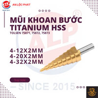 TOLSEN Mũi Khoan Bước TITANIUM HSS 4-12x2 / 4-20x2 / 4-32x2 mm - 75871, 75872, 75873