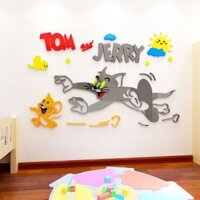 Tom mèo và Jerry mica vẽ phim hoạt hình hình nền trang trí nhà cửa dán 3d cửa sổ acrylic