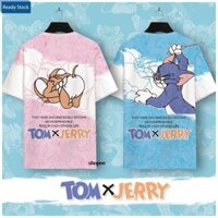 Tom Và Jerry Áo thun nam ngắn tay mùa hè phong cách mỏng đôi áo thun hoạt hình ngắn tay in hình hoạt hình trẻ em nhanh khô