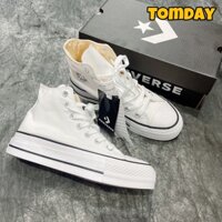 [Tomday] Giày Sneaker Cổ Cao - Converse Trắng Đế Cao - Full White