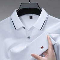 Tommy Nam Mùa Hè Dâu Lụa Màu Trơn Tay Ngắn POLO Áo Sơ Mi Công Sở Ve Áo Mỏng Áo Thun Thường Ngày Hàng Đầu