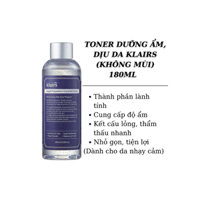 Toner Klairs Không Mùi, Dịu Nhẹ 180ML (Supple Preparation Unscented Toner 180ML).