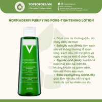 Toner (nước cân bằng da) Vichy Normaderm Purifying Pore-Tightening Lotion giảm bóng dầu, se khít lỗ chân lông cho da dầu