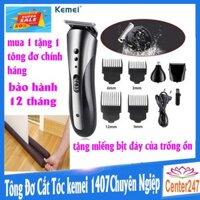 Tông Đơ Cắt Tóc, Cạo Râu, Tỉa Lông Mũi 3In 1 Kemei 1407 Tại Nhà Tiện Dụng - tặng kèm miếng bịt kín đáy cửa chống ồn ]