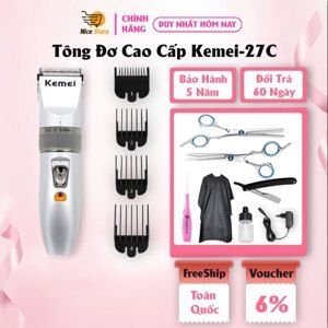 Tông đơ cắt tóc siêu bền lưỡi dao không gỉ kemei 27c