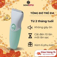 Tông đơ cắt tóc trẻ em chuyên nghiệp, có sạc pin có chống nước kèm 6 phụ kiện 2 lược cữ 2 đầu 3-6-12mm, BH 12 tháng.