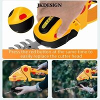 Tông đơ hàng rào JKDESIGN, Tông đơ Shrubbery chạy bằng pin màu vàng, Tông đơ cỏ Mini cầm tay 2 trong 1 ngoài trời