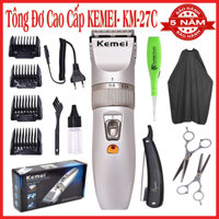 Tông đơ hớt tóc Kemei KM-27C kèm lấy dáy tai có đèn, Máy cắt tóc nam người lớn trẻ em đa năng bảo hành 5 năm