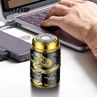 Tông đơ râu WAY2TOP, Dao cạo râu điện có độ ồn thấp bằng hợp kim kẽm, Dao cạo râu nam Mini chạm khắc rồng Trung Quốc chống nước USB có thể sạc lại cho du lịch