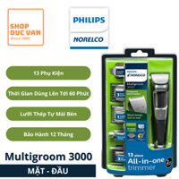 Tông Đơ Tỉa Râu Đa Năng Philips Norelco Multigroom Series 3000 13 Phụ Kiện Cho Nam Giới Để Cắt Tỉa Râu, Mặt, Lông Mũi