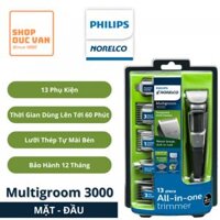 Tông Đơ Tỉa Râu Đa Năng Philips Norelco Multigroom Series 3000 13 Phụ Kiện Cho Nam Giới Để Cắt Tỉa Râu, Mặt, Cắt Lông Mũi Và Tóc Không Cần Tra Dầu