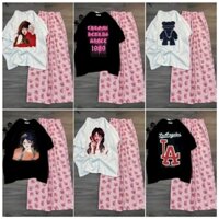 Tổng Hợp Các Sét Quần Hoạt Hình Heo Hồng  dễ thương + Mix Kèm Áo Phông TAY LỠ cotton Cao Cấp-QUẦN ÁO GƠN PHỐ