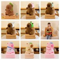 Tổng hợp Gấu capybara loopy kèm chăn Bộ chăn gối văn phòng (gối mền văn phòng), Gấu bông có chăn (mền) 3in1 Anvihome