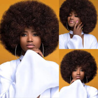 Tổng Hợp Tóc Afro Kinky Xoăn Tóc Giả Tóc Giả Cho Nữ Phối Nâu 70s Máy Làm Lớn Với Nổ Ngắn Bó Hoa Cho Đảng Hàng Ngày Trận Đấu Bóng Đá
