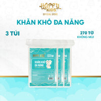 TỔNG KHO HAPPY KID_Combo 03 túi khăn vải khô đa năng cho bé Happy Kids túi 270 tờ không mùi