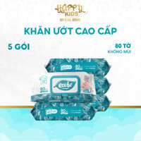TỔNG KHO HAPPY KID_Combo 05 gói khăn ướt cho bé Ecobi gói 80 tờ Không Mùi cao cấp