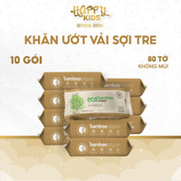 TỔNG KHO HAPPY KID_Thùng 10 gói Khăn ướt vải tre sinh thái kháng khuẩn EcoBamboo gói 80 tờ