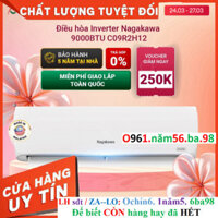 Tổng kho Máy lạnh/điều hoà 1 chiều 12000BTU Inverter NAGAKAWA NIS-C09(C12)R2H11 - Bảo hành 2