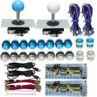 Tongmisi Arcade DIY LED Kit with Zero Delay USB Encoder to PC Arcade Games 8 Way Joystick + 5V LED Illuminated Arcade Push Buttons (Blue and White)