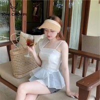 TONI CHOPPI Áo tơ xốp trắng nơ vai