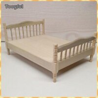 Tooyful 1 / 12 Nhà Búp Bê Giường Gỗ Thu Nhỏ Nội Thất Phòng Ngủ Cho Phụ Kiện Cảnh Thu Nhỏ Dự Án DIY Bàn Cát