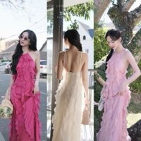 [TOP 1] Đầm maxi đi biển , du lịch đầm cổ yếm dáng xòe chất voan bèo cưng xỉu Ht159