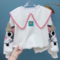 Top Bé Gái Phong Cách Mỏng Cổ Búp Bê Anime Mèo Thường Ngày Đầu Thu Thời Trang Phong Cách Mới Trẻ Em Dài Tay Hoạt Hình 11.13 Thời Trang Z2IN