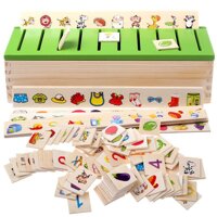 TOP (New) Wooden Knowledge Box Classification Box For Children Intelligence Learning Puzzle Wooden Creature Cartoon 3D Puzzle