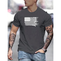 Top teeGuns Áo thun in cờ Mỹ, Áo nam, Áo thun ngắn tay thông thường cho mùa hè