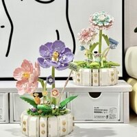 Top12 - Tương thích với khối Lego, bó hoa, hoa hồng trong chậu, hoa hibiscus, lắp ráp hạt nhỏ, quà tặng trang trí cho bé gái