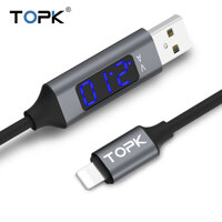 Topk AC32 1 M 8-Pin Cáp USB Cáp Sạc Cho iPhone XR 6 7 8 X XS XS max Điện Áp Và Dòng Hiển Thị Dữ Liệu Synccable-Quốc Tế