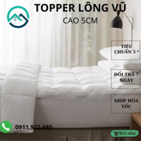 Topper khách sạn 5 sao – Nệm Topper bông Microfiber cao cấp – Tấm làm mềm nệm - Topper lông vũ nhân tạo