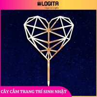 Topper Que Cắm Hình Trái Tim Mica Trang Trí Quà Tặng Sinh Nhật, Bánh Kem Sinh Nhật, Mẫu Mã Đa Dạng - Style 1