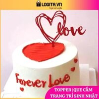 Topper Que Cắm Trang Trí Quà Tặng Sinh Nhật, Bánh Kem Sinh Nhật Bằng Mica Happy Birthday, Hình Trái Tim - Trái Tim - Style 3