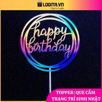 Topper Que Cắm Trang Trí Quà Tặng Sinh Nhật, Bánh Kem Sinh Nhật Bằng Mica Happy Birthday, Hình Trái Tim - Happy Birthday - Style 6