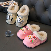 Topstar✨ Dép Trẻ Em Crocs Cho Bé Trai Và Bé Gái Lông Tơ Ấm Áp Chống Trơn Trượt Nhà Mềm Mại Hoạt Hình Giày Len