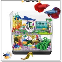 [toptoys] Bể Cá mini moc aquarium + Khối Xây Dựng Đồ Chơi Để Bàn Quà Tặng Sinh Thái