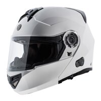 TORC T27B Full Face Modular Motorcycle Helmet with Integrated Blinc Bluetooth (Solid Color-White)
