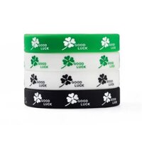 Tốt LUCK Lucky Clover Vòng Tay Bốn Lá Cỏ Ba Lá Dây Đeo Tay Thể Thao Động Lực Cao Su Baller Ban Nhạc Lưu Niệm Quà Tặng