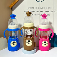 Tốt nhất Boutique # Meiyingtang Bình sữa thủy tinh cho trẻ sơ sinh mới Vỏ Silicone chống rơi Cốc hút Cốc uống nước Sản phẩm dành cho bà mẹ và trẻ em Bình sữa ngày