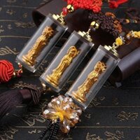Tốt nhất Boutique # Đồ trang trí mặt dây chuyền Phật Bà Quan Âm ba mặt Đồ trang trí xe hơi Mặt Dây chuyền gương chiếu hậu Phật mạ Vàng Ngày