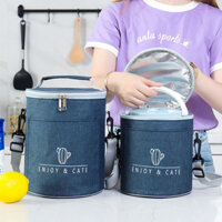 Tốt nhất Boutique # Túi Hộp cơm giữ nhiệt hình tròn Túi giữ nhiệt Túi đựng cơm cầm tay bằng lá nhôm dày lớn Túi đựng cơm đi làm Túi ăn trưa ngày