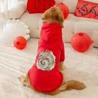 Totem Printing Dog Clothes Winter Golden Retriever Labrador Medium Large Dog Autumn and Winter Pet Brushed Hoody WaFg