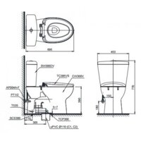 TOTO CS300DRT2 – Bồn cầu 2 khối nắp êm TC393VS