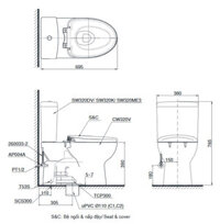 TOTO CS320DMT3 – Bồn cầu 2 khối nắp êm TC385VS