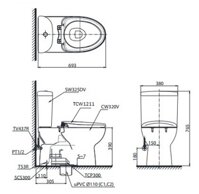 TOTO CS325DRE4 – Bồn cầu thông minh nắp rửa cơ TCW1211A