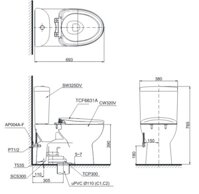 TOTO CS325DRW7 – Bồn cầu thông minh nắp rửa điện tử TCF6631A